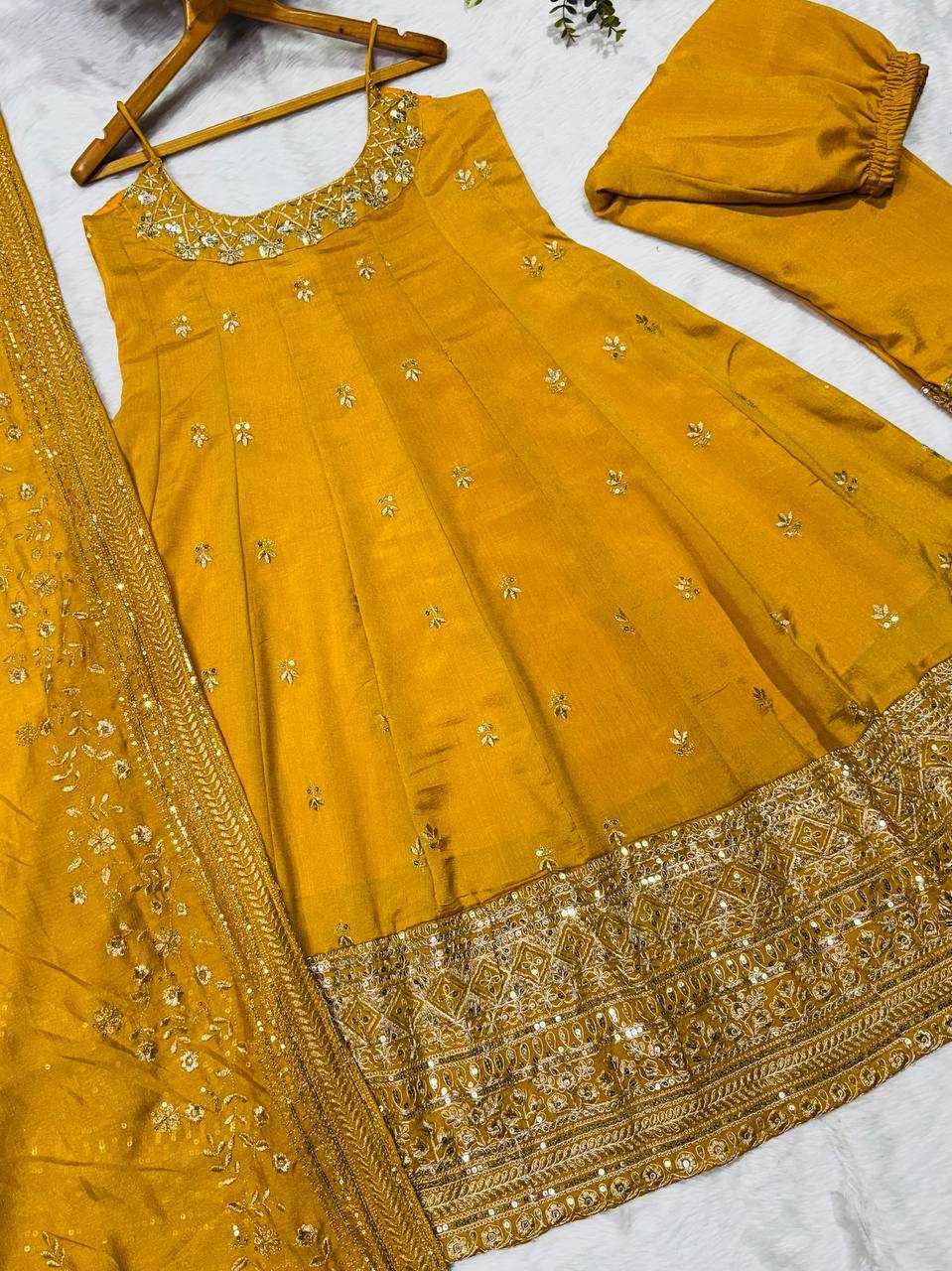 YNF Wholesale Vichitra Silk Embroidery Gowns KESH104 TD-6075 | Surat Manufacturer