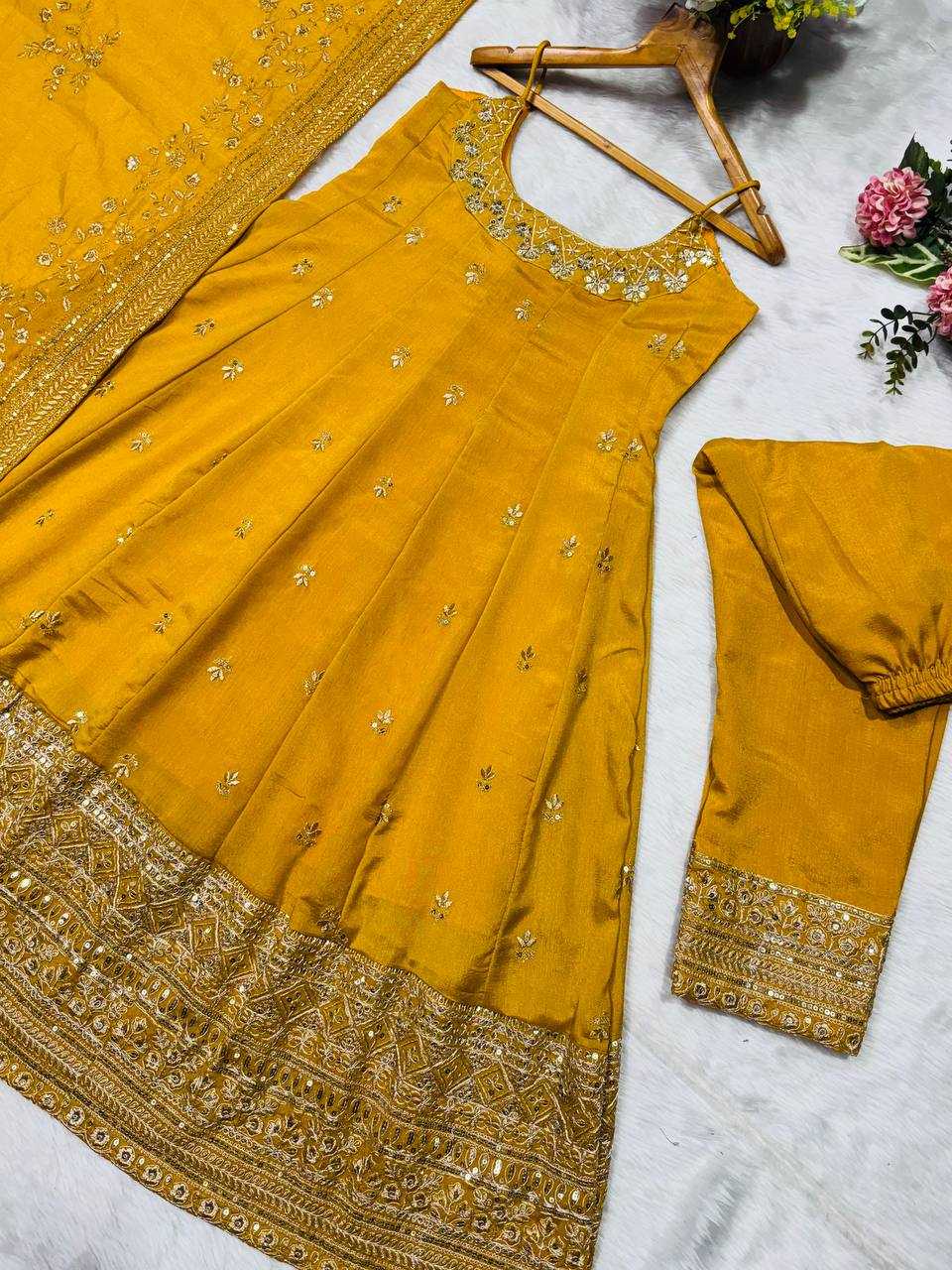 YNF Wholesale Vichitra Silk Embroidery Gowns KESH104 TD-6075 | Surat Manufacturer