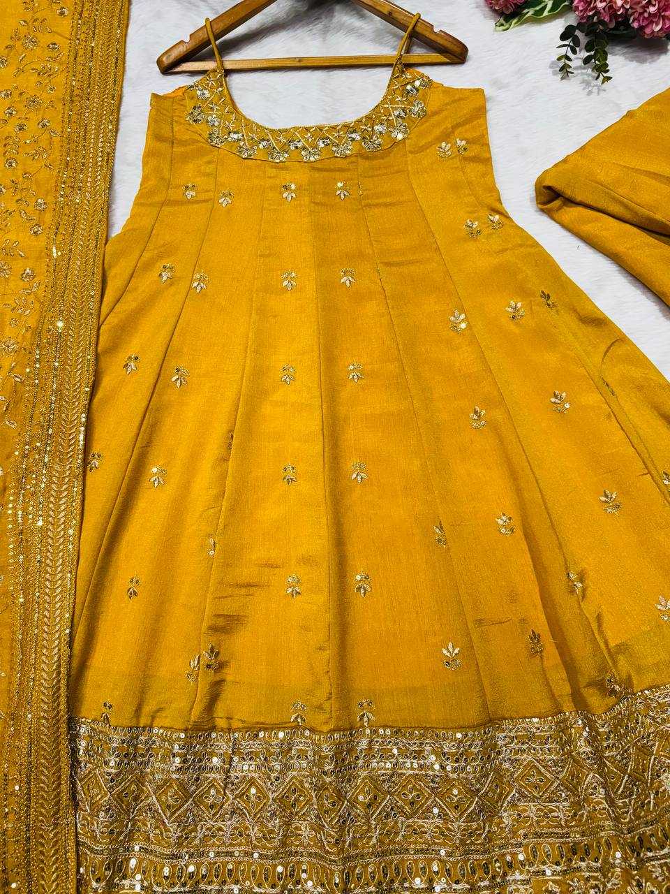 YNF Wholesale Vichitra Silk Embroidery Gowns KESH104 TD-6075 | Surat Manufacturer