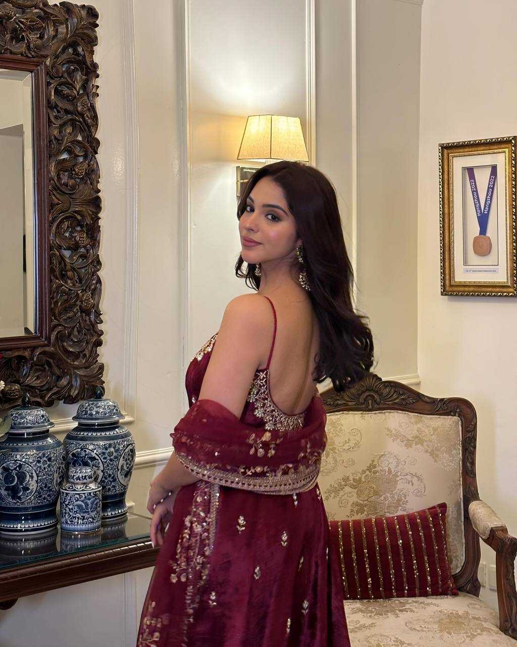 YNF Wholesale Vichitra Silk Embroidery Gowns KESH104 TD-6075 | Surat Manufacturer
