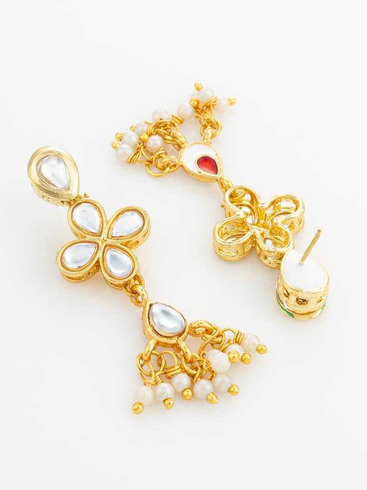 YNF Wholesale Alloy Kundan Earrings KESH105 ER4210 | Surat Manufacturer