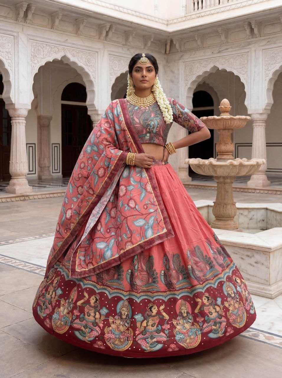 YNF Wholesale Chent Crep Kalamkari Lehenga KESH496 572 | Surat Manufacturer