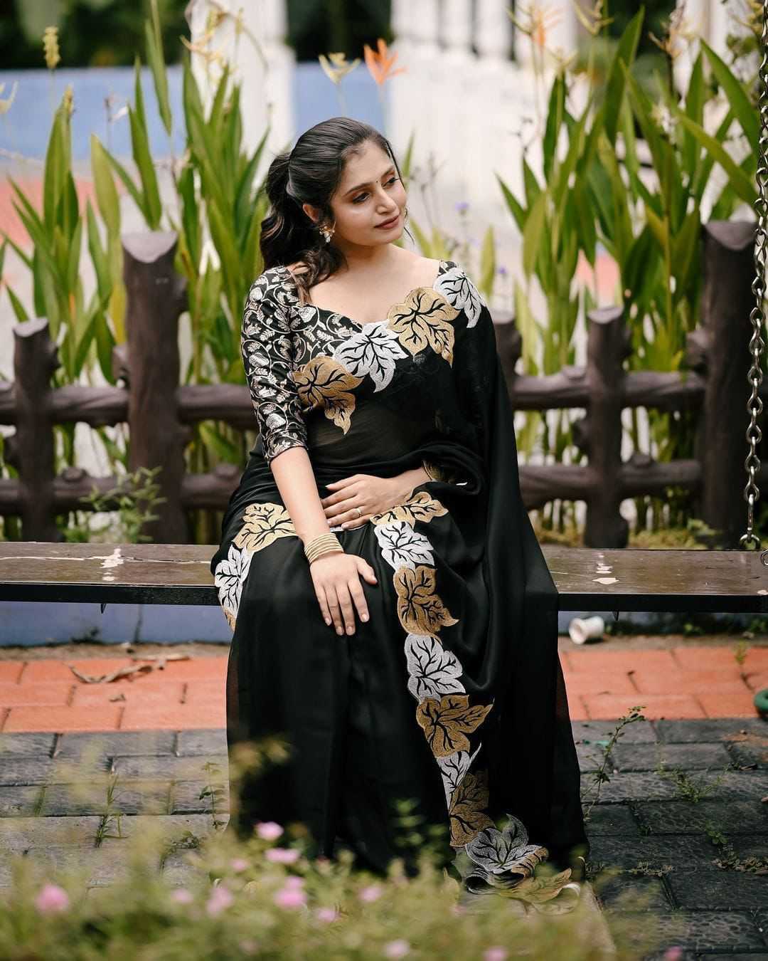YNF Wholesale Chiffon Chiffon Sarees KESH433 300 BLACK PAAN | Surat Manufacturer