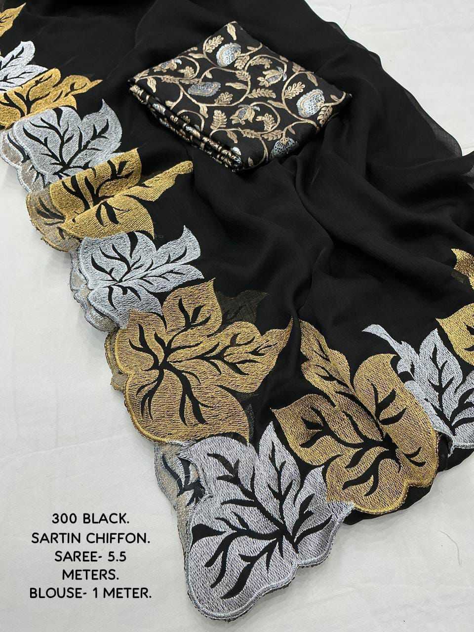 YNF Wholesale Chiffon Chiffon Sarees KESH433 300 BLACK PAAN | Surat Manufacturer