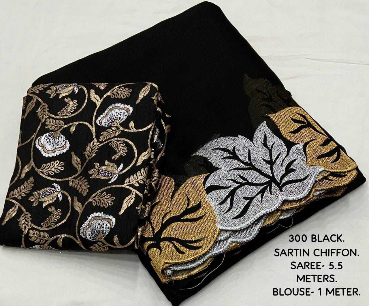 YNF Wholesale Chiffon Chiffon Sarees KESH433 300 BLACK PAAN | Surat Manufacturer