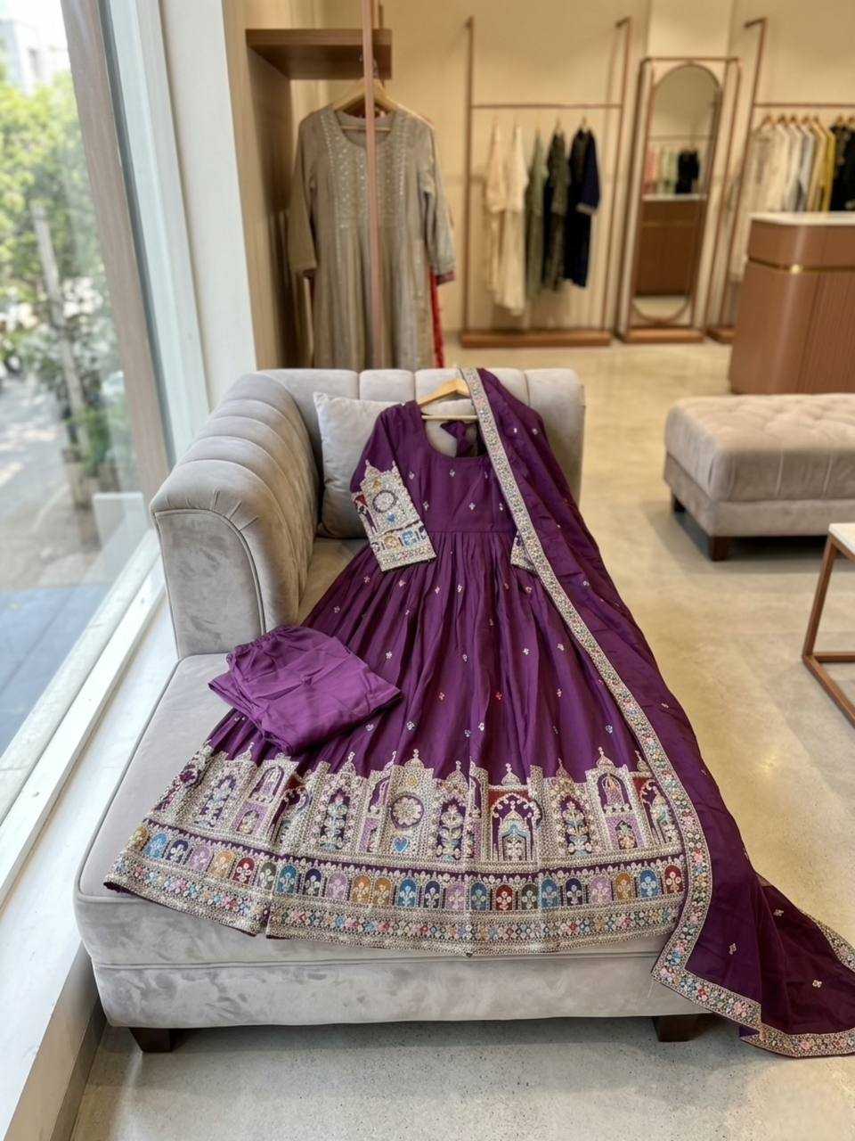 YNF Wholesale Chinon Embroidery Gowns KESH506 8061 | Surat Manufacturer