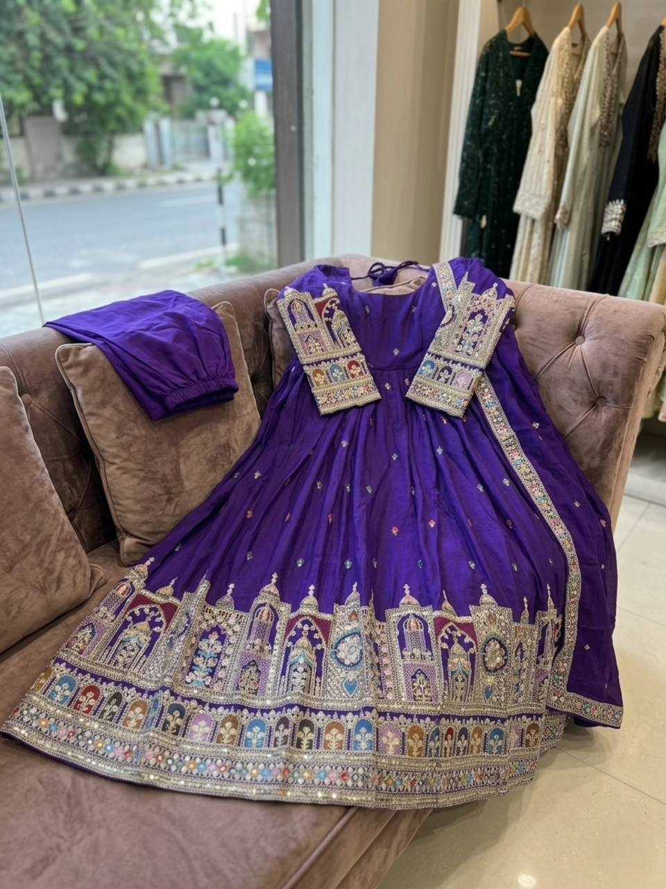 YNF Wholesale Chinon Embroidery Gowns KESH506 8061 | Surat Manufacturer