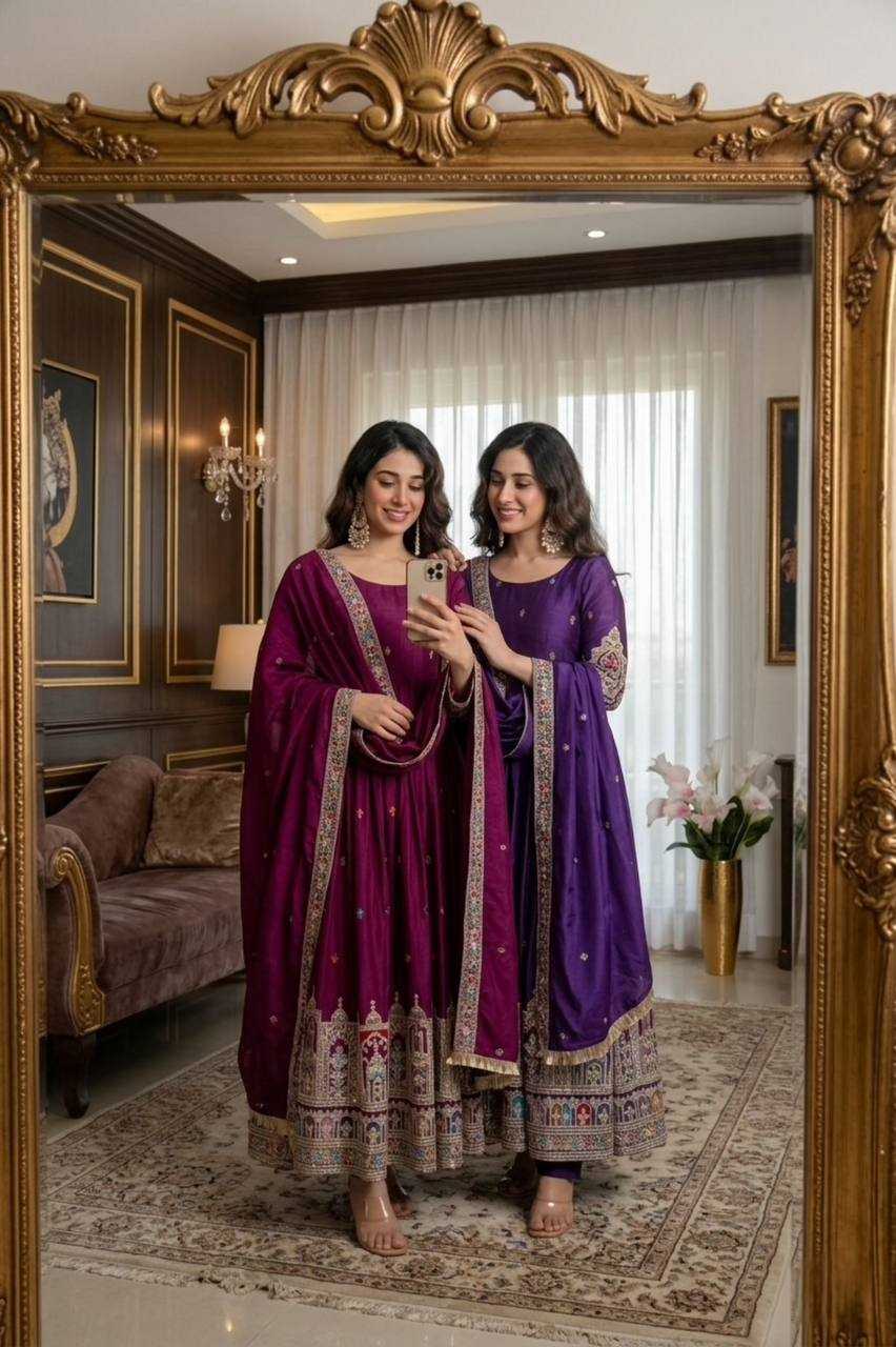 YNF Wholesale Chinon Embroidery Gowns KESH506 8061 | Surat Manufacturer