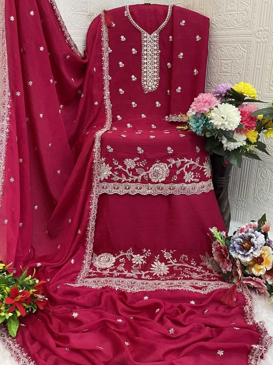 YNF Wholesale Chinon Semi Stitched Suits KESH745 72691 | Surat Manufacturer