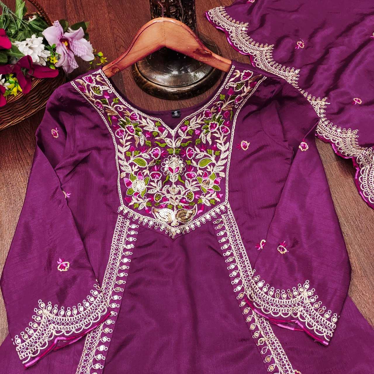 YNF Wholesale Chinon Embroidered Gown RIN232 41 | Surat Manufacturer