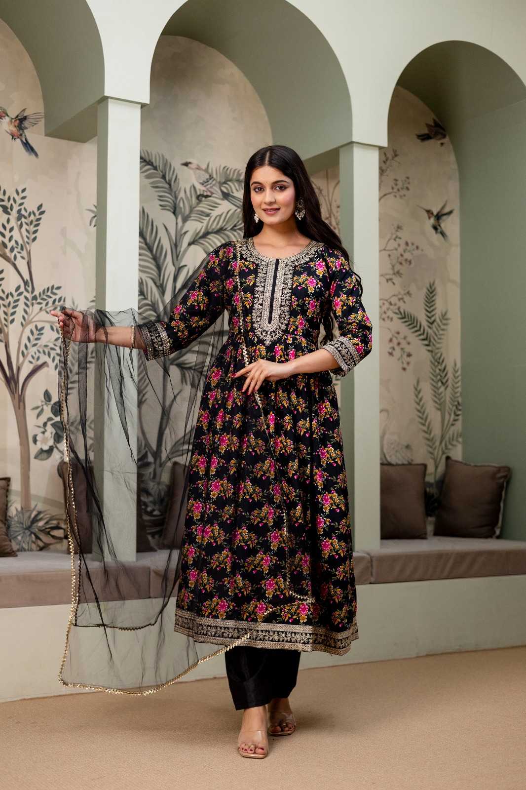 YNF Wholesale Crepe Embroidery Gowns KESH108 791 | Surat Manufacturer