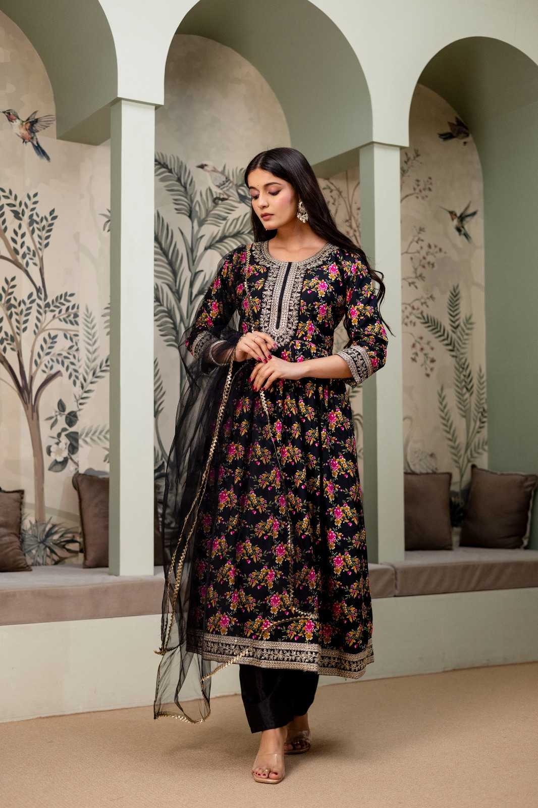 YNF Wholesale Crepe Embroidery Gowns KESH108 791 | Surat Manufacturer