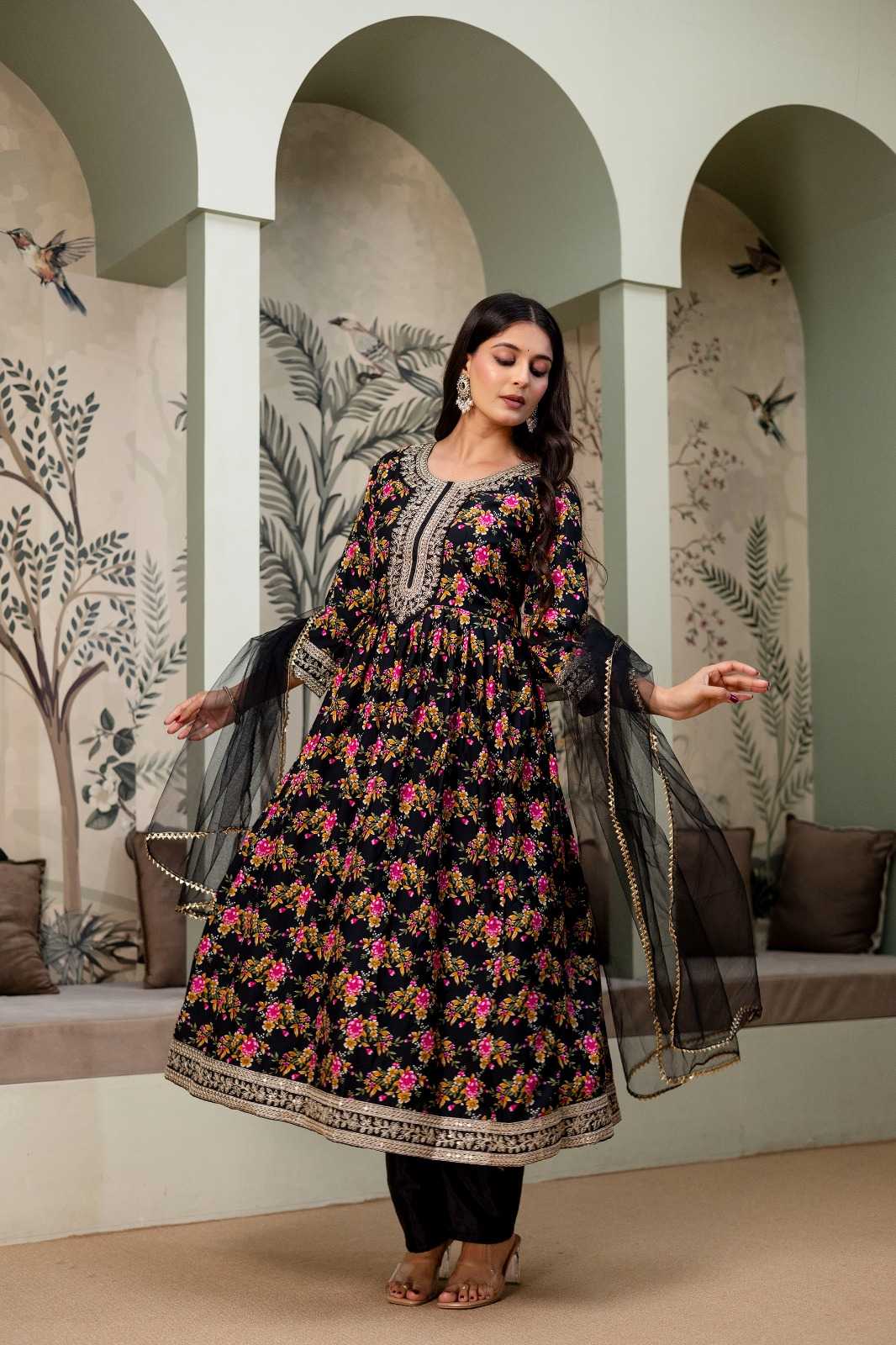 YNF Wholesale Crepe Embroidery Gowns KESH108 791 | Surat Manufacturer