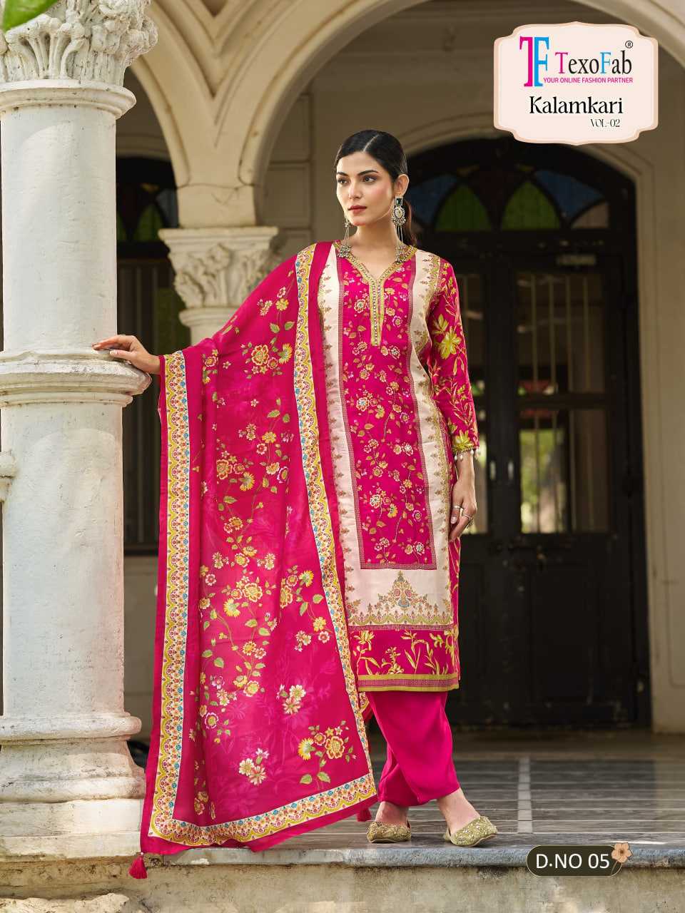 YNF Wholesale Crepe Silk Ladies Silk Suit KESH448 Kalamkari Vol-02 | Surat Manufacturer
