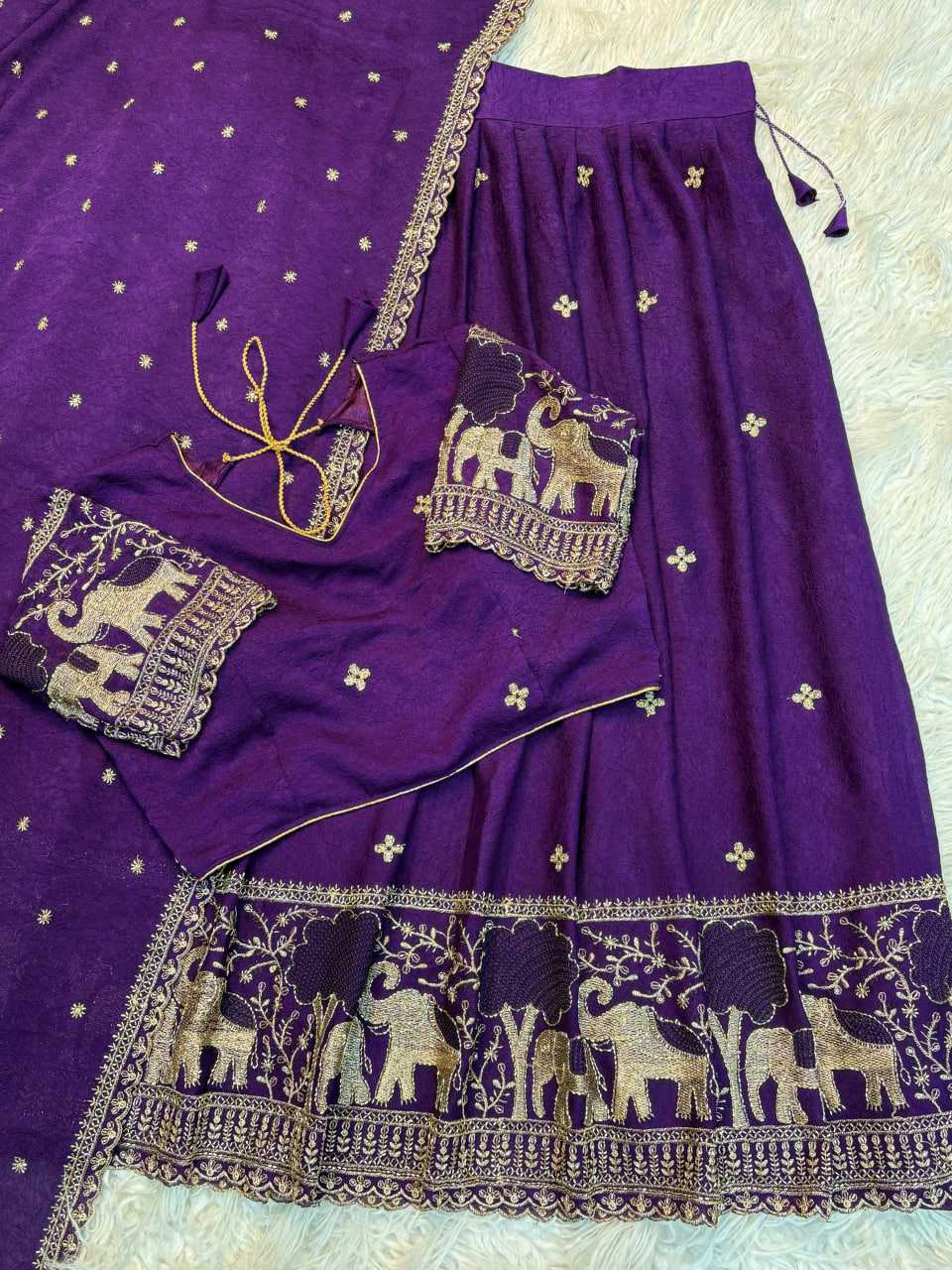YNF Wholesale Crush Silk Lehenga Sarees KESH713 Elephant half | Surat Manufacturer