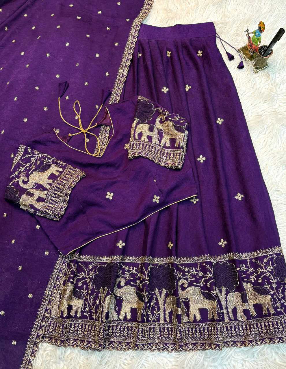 YNF Wholesale Crush Silk Lehenga Sarees KESH713 Elephant half | Surat Manufacturer