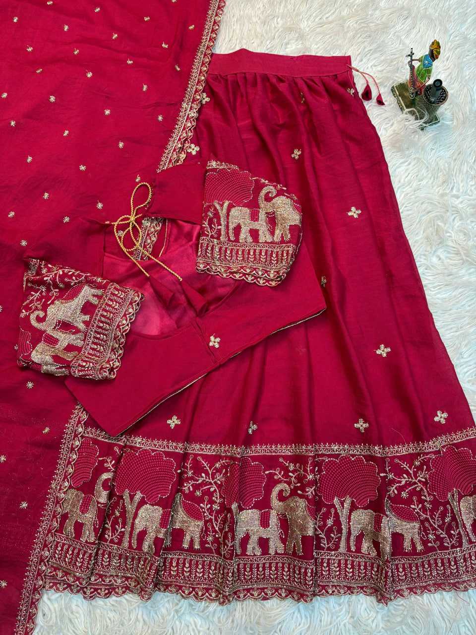 YNF Wholesale Crush Silk Lehenga Sarees KESH713 Elephant half | Surat Manufacturer