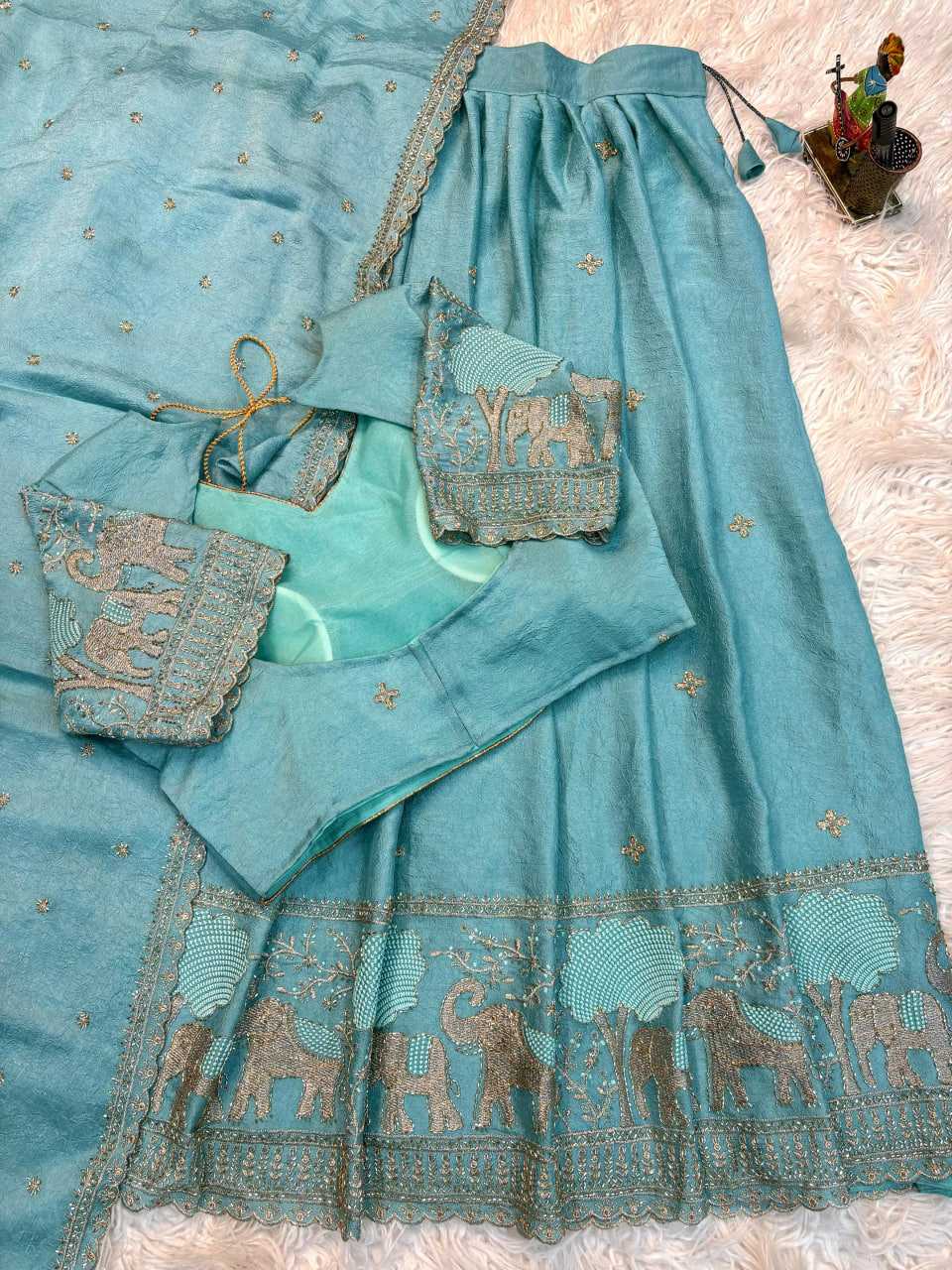 YNF Wholesale Crush Silk Lehenga Sarees KESH713 Elephant half | Surat Manufacturer