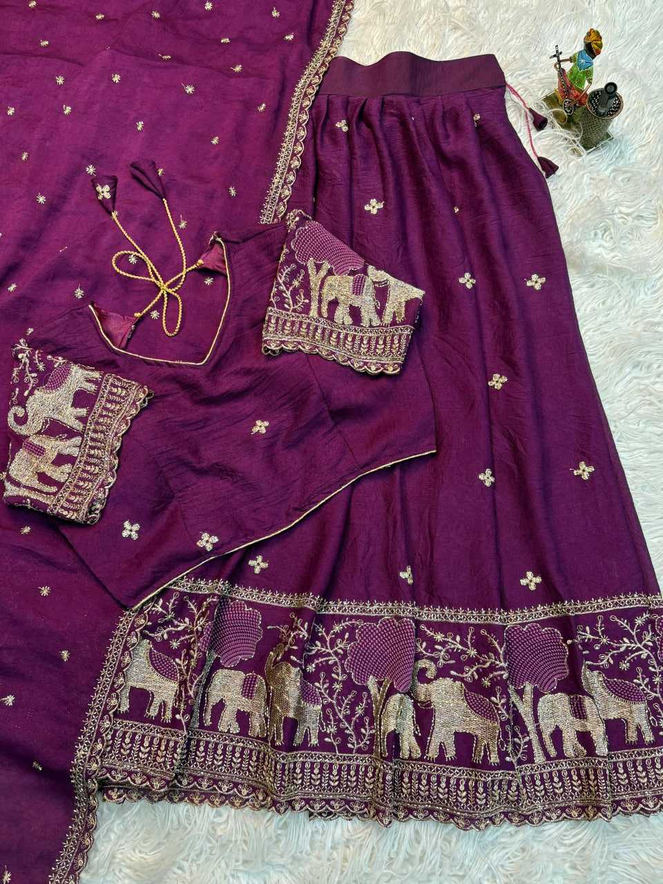 YNF Wholesale Crush Silk Lehenga Sarees KESH713 Elephant half | Surat Manufacturer
