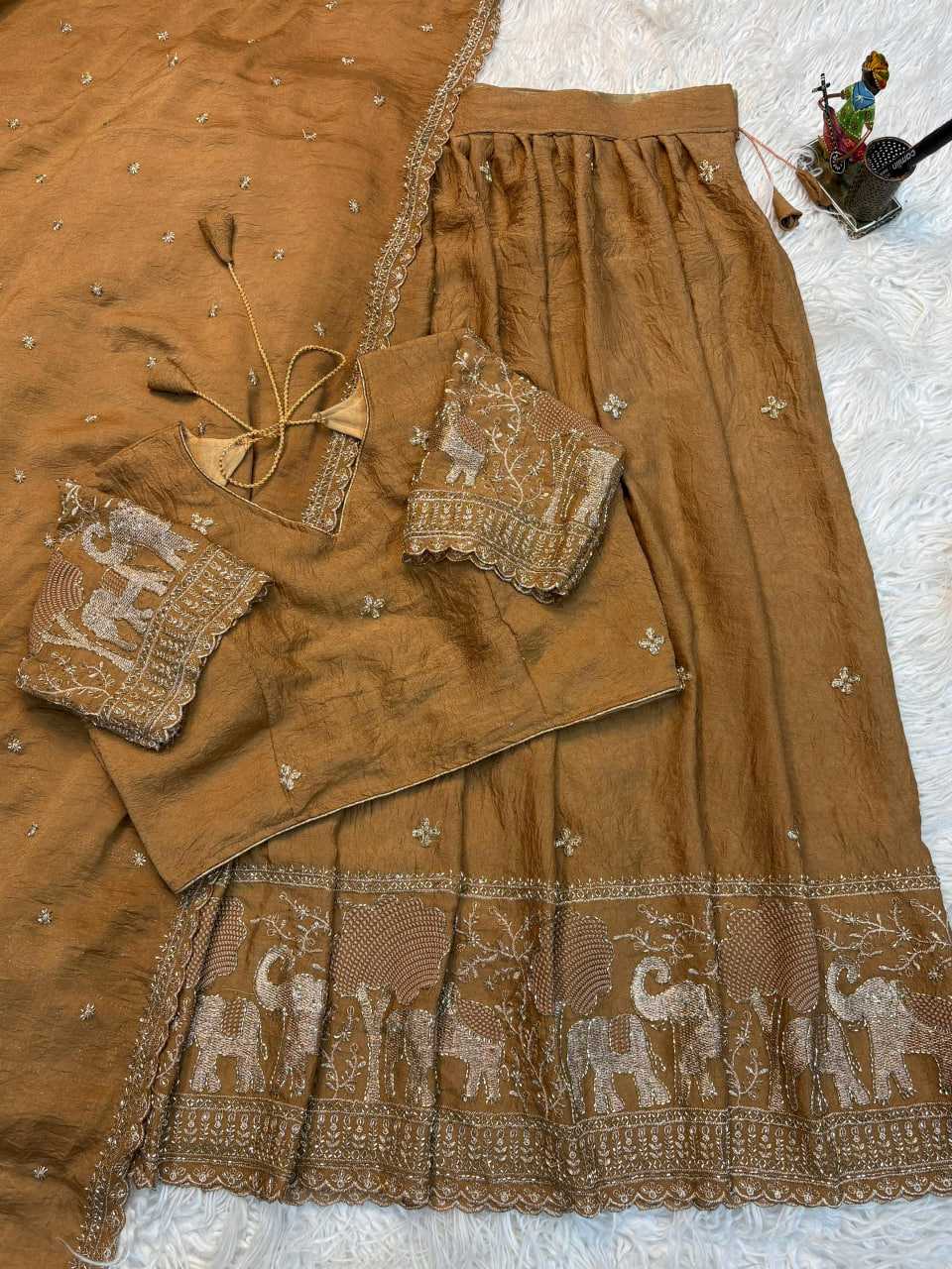 YNF Wholesale Crush Silk Lehenga Sarees KESH713 Elephant half | Surat Manufacturer
