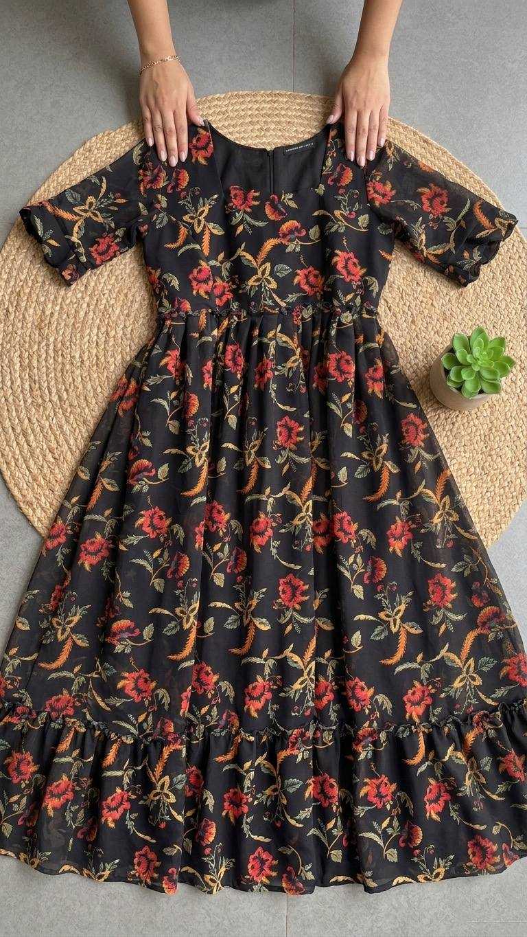 YNF Wholesale Faux Georgette Maxi Dresses KESH210 2726 | Surat Manufacturer
