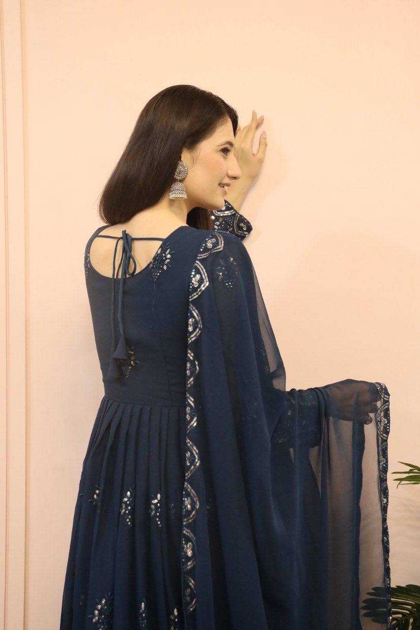 YNF Wholesale Faux Georgette Embroidery Gowns KESH526 G55 | Surat Manufacturer