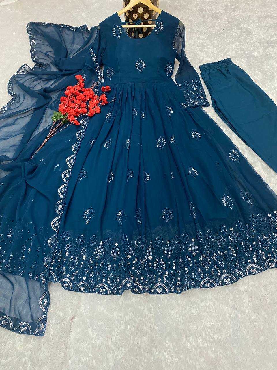 YNF Wholesale Faux Georgette Embroidery Gowns KESH526 G55 | Surat Manufacturer