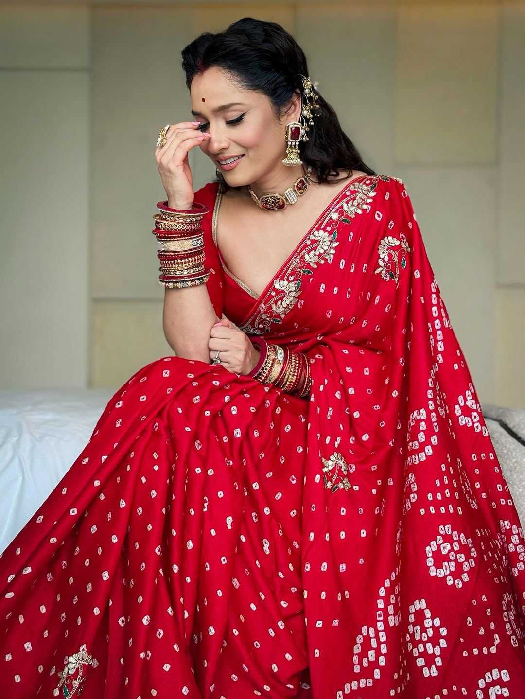 Ynf Gajji Silk  Sarees Bollywood Collections Festive Collections Wholesale Gota Patti Sarees Silk Sarees Ankita Lokhande Collections Manufacturer - YNF Online
