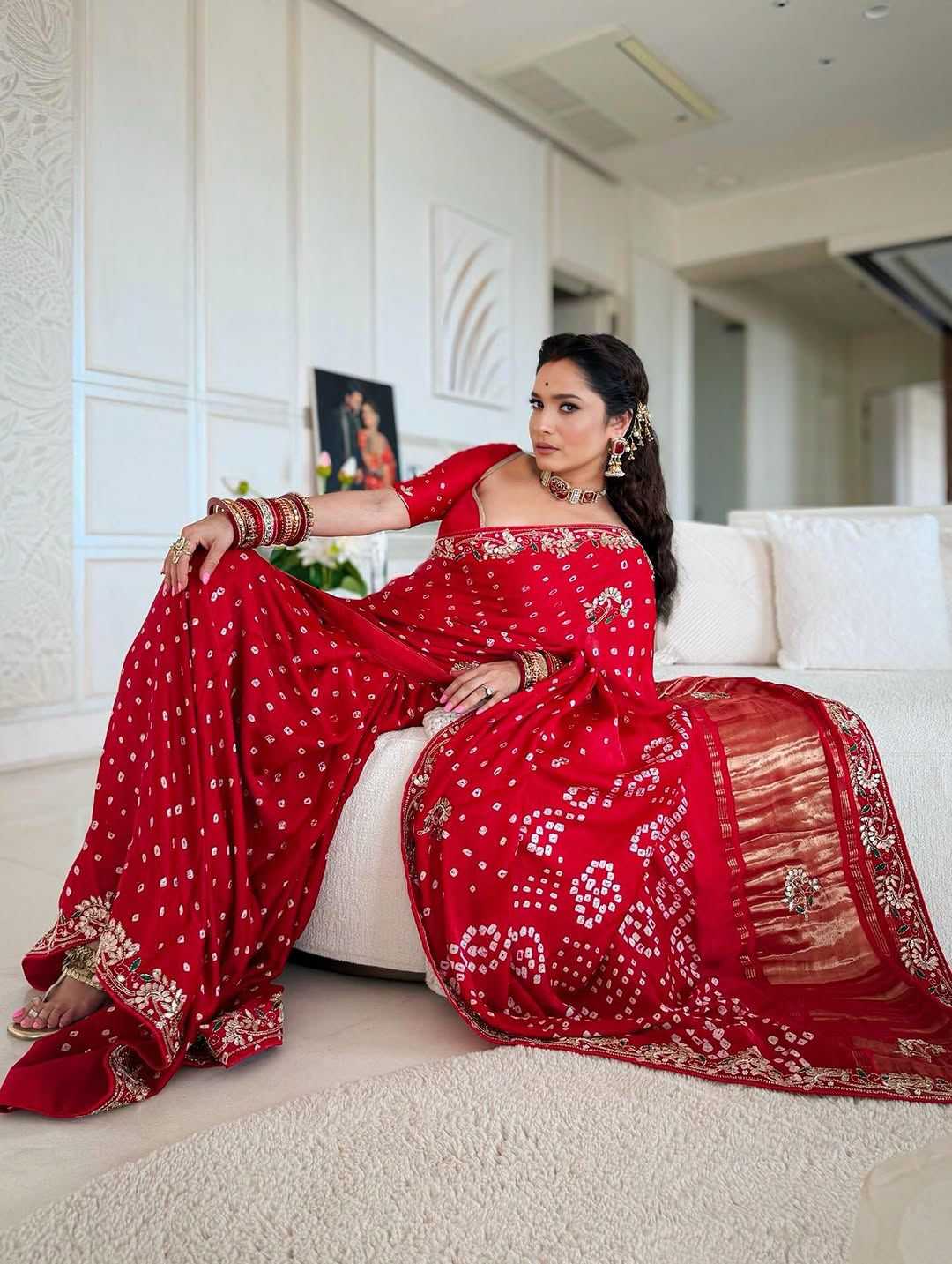 Ynf Gajji Silk  Sarees Bollywood Collections Festive Collections Wholesale Gota Patti Sarees Silk Sarees Ankita Lokhande Collections Manufacturer - YNF Online