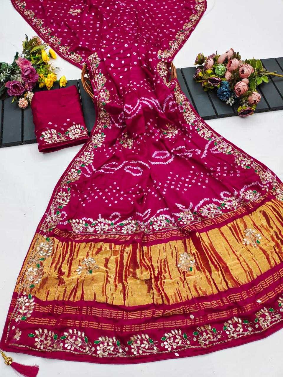Ynf Gajji Silk  Sarees Bollywood Collections Festive Collections Wholesale Gota Patti Sarees Ankita Lokhande Collections Karwa Chauth Sarees Manufacturer - YNF Online