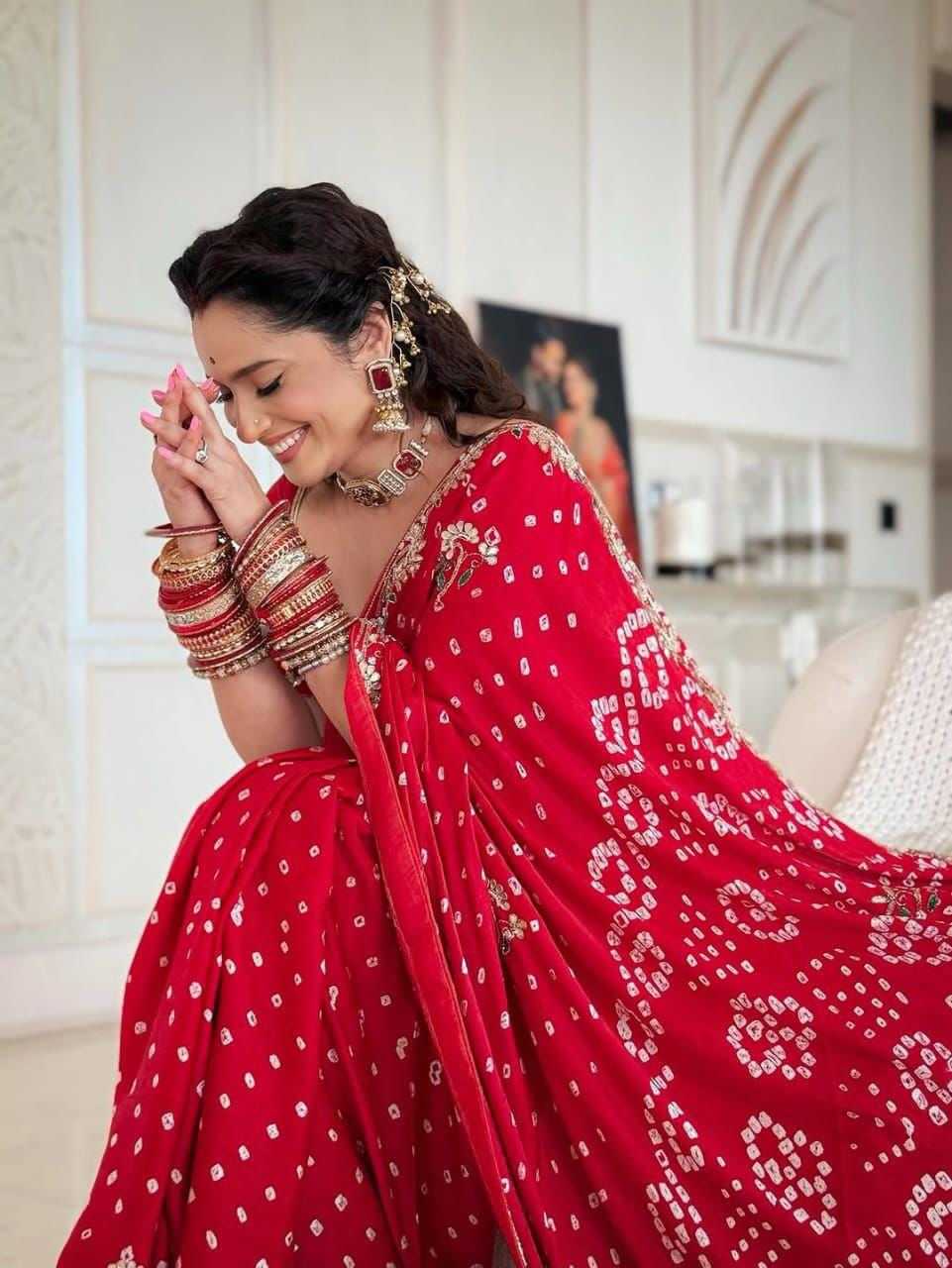 Ynf Gajji Silk  Sarees Bollywood Collections Festive Collections Wholesale Gota Patti Sarees Ankita Lokhande Collections Karwa Chauth Sarees Manufacturer - YNF Online
