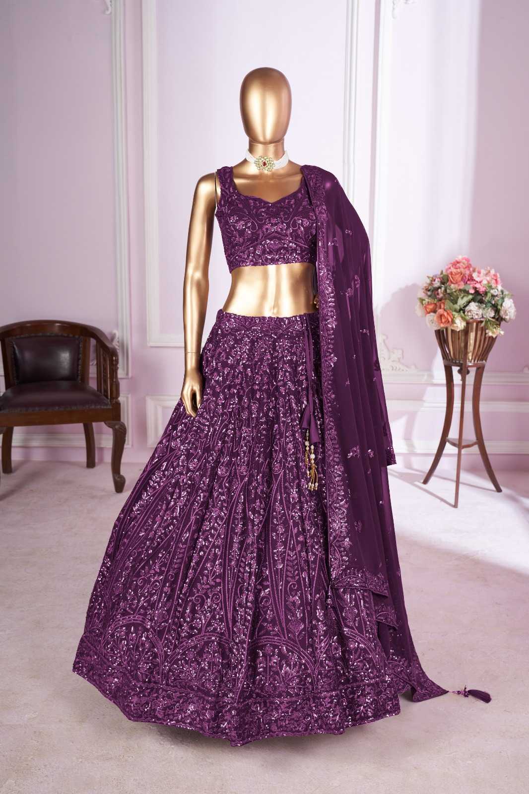 YNF Wholesale Georgette Embroidered Lehenga KESH113 Zeel Vamika | Surat Manufacturer