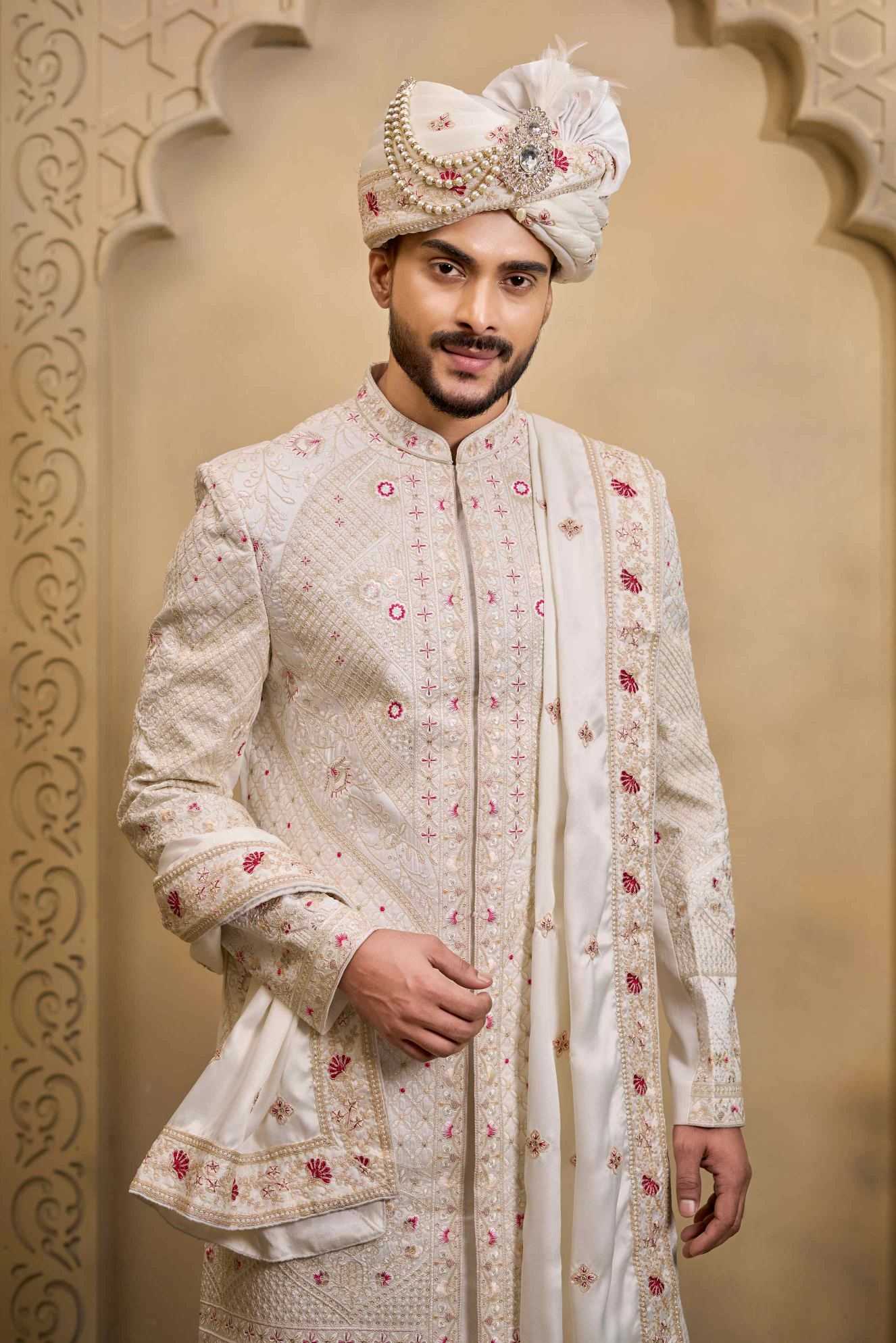 YNF Wholesale Heavy Silk Wedding Sherwani RIN223 5090 - 5108 | Surat Manufacturer
