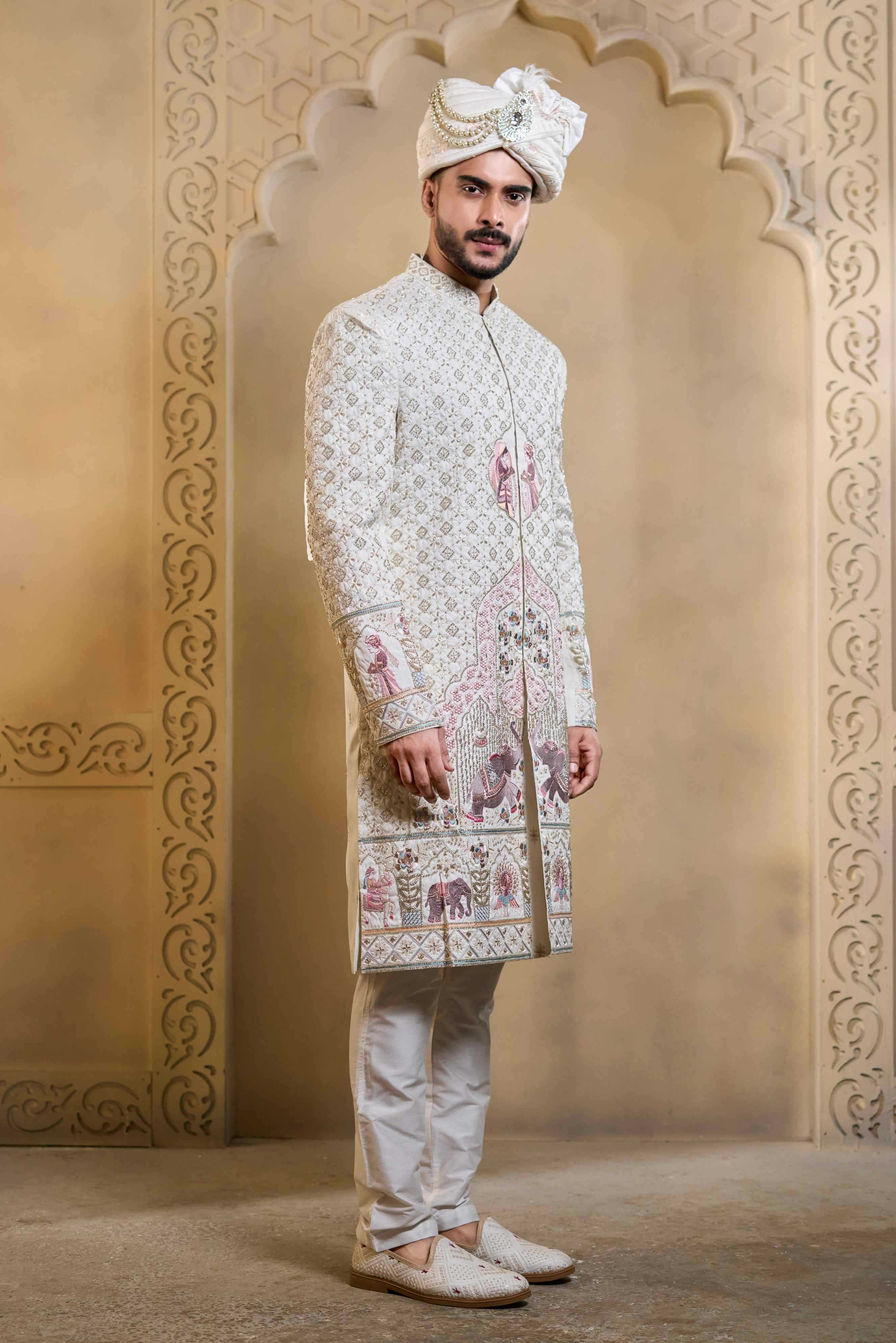 YNF Wholesale Heavy Silk Wedding Sherwani RIN223 5090 - 5108 | Surat Manufacturer