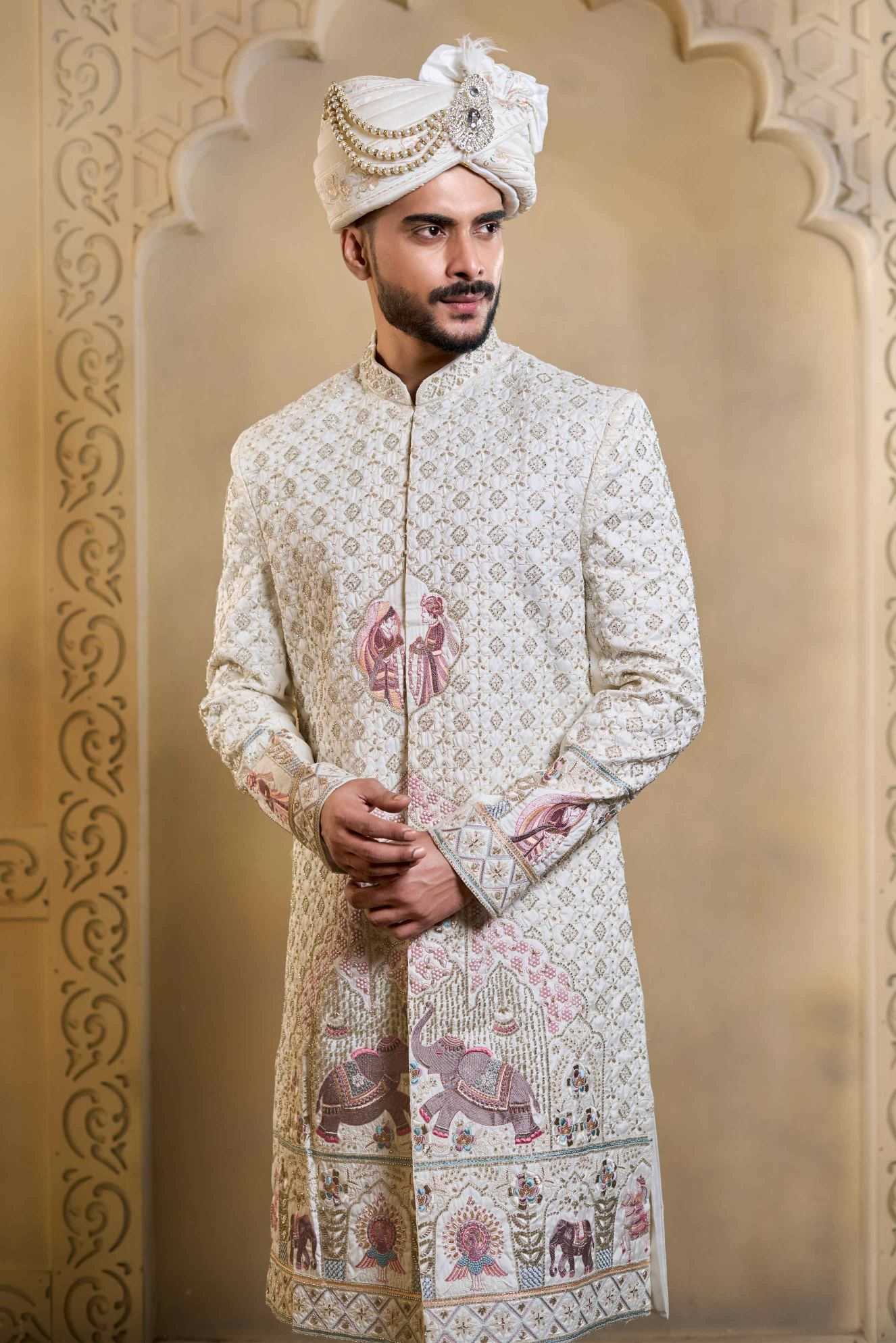 YNF Wholesale Heavy Silk Wedding Sherwani RIN223 5090 - 5108 | Surat Manufacturer