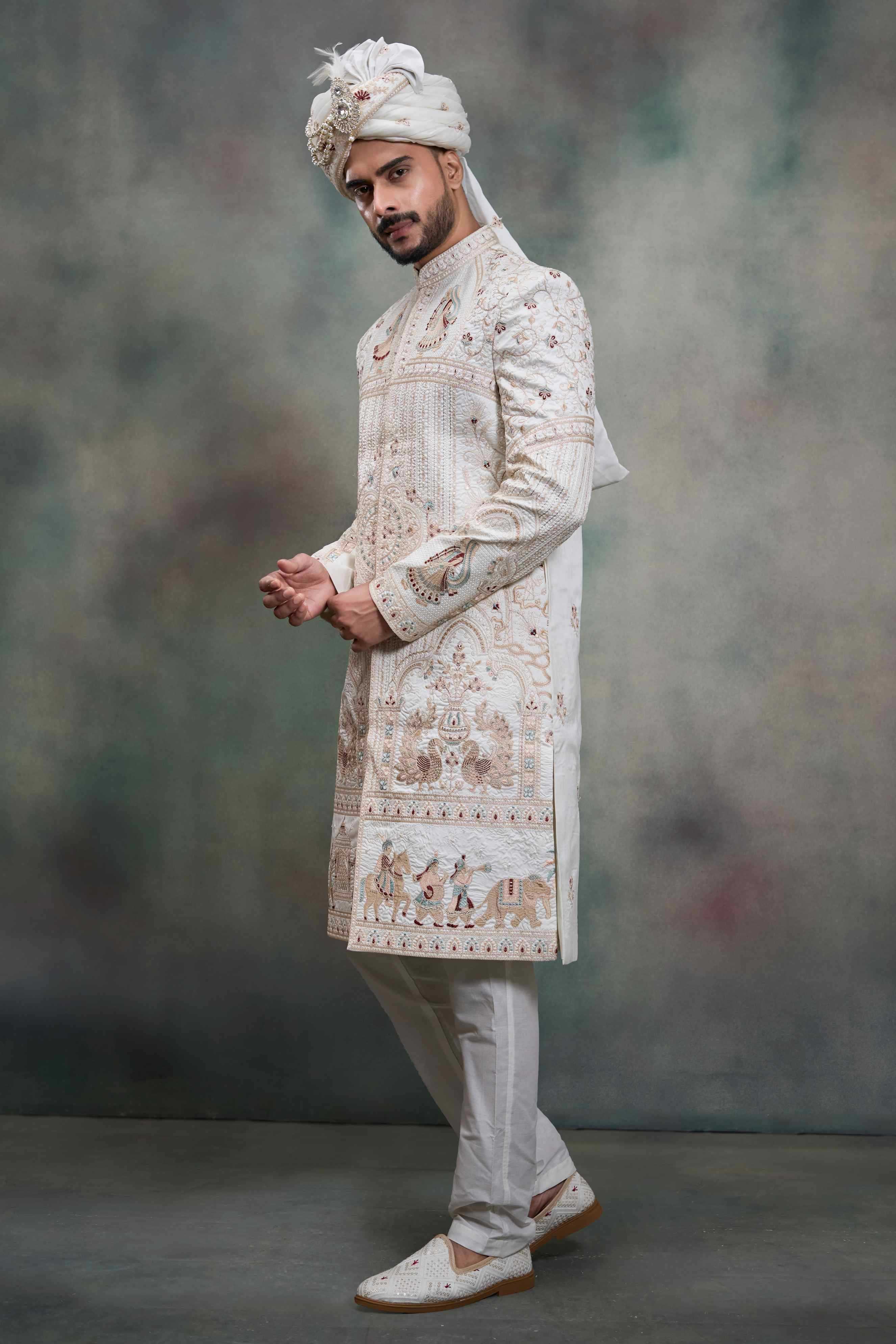 YNF Wholesale Heavy Silk Wedding Sherwani RIN223 5090 - 5108 | Surat Manufacturer