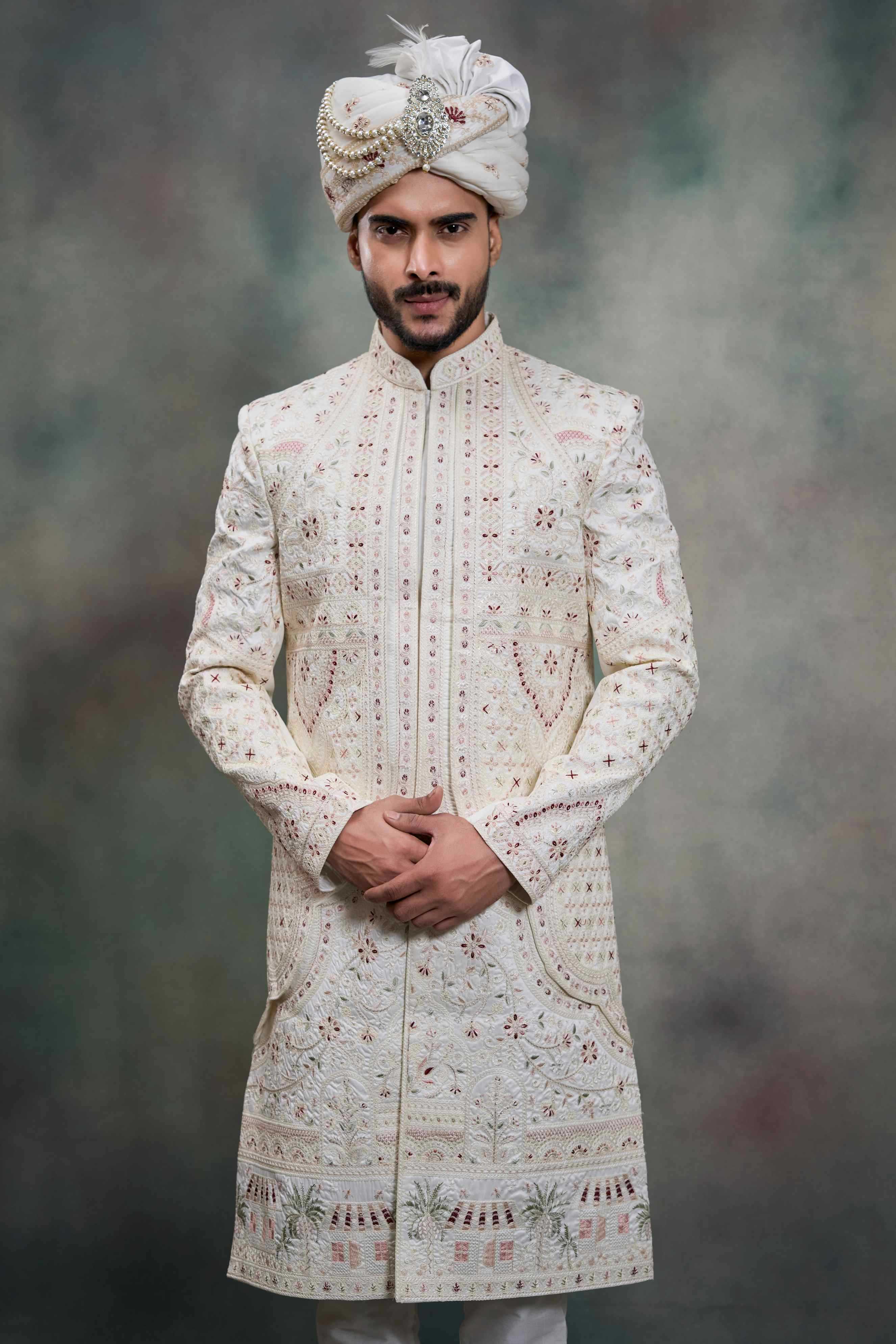YNF Wholesale Heavy Silk Wedding Sherwani RIN223 5090 - 5108 | Surat Manufacturer