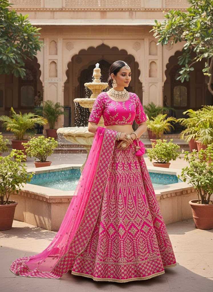 YNF Wholesale Malay Satin Silk Wedding Lehenga KESH108 E-015 | Surat Manufacturer