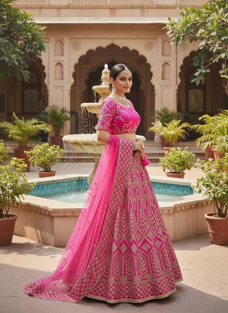 YNF Wholesale Malay Satin Silk Wedding Lehenga KESH108 E-015 | Surat Manufacturer