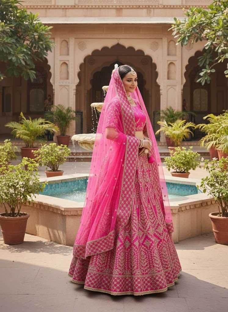 YNF Wholesale Malay Satin Silk Wedding Lehenga KESH108 E-015 | Surat Manufacturer