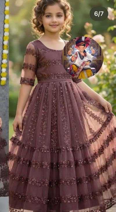 YNF Wholesale Net Kids Gown KESH703 Dauter | Surat Manufacturer