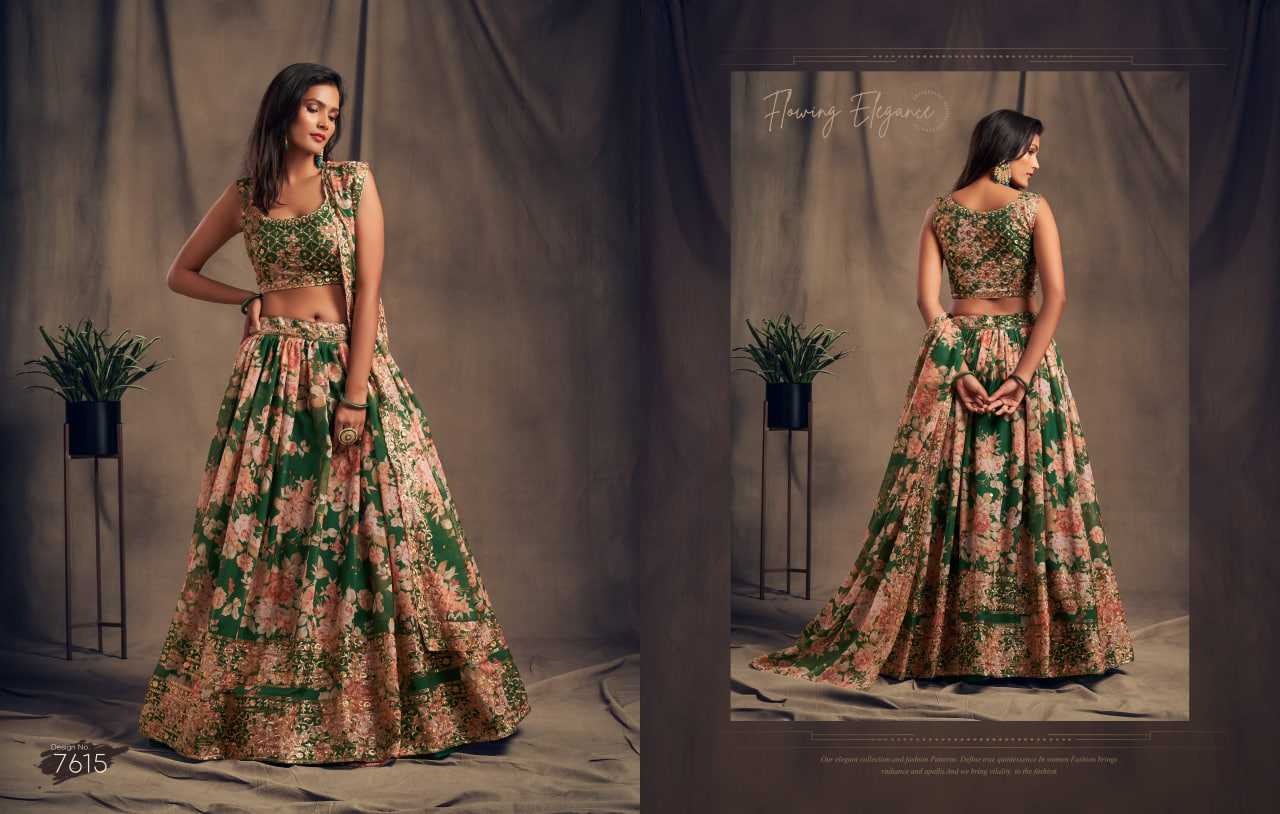 YNF Wholesale Organza Embroidered Lehenga KESH113 ZEEL CLOTHING FLORAL VOL-2 7611-16 | Surat Manufacturer