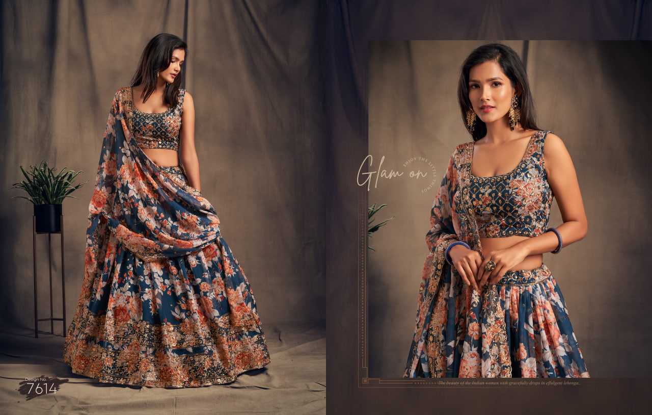 YNF Wholesale Organza Embroidered Lehenga KESH113 ZEEL CLOTHING FLORAL VOL-2 7611-16 | Surat Manufacturer