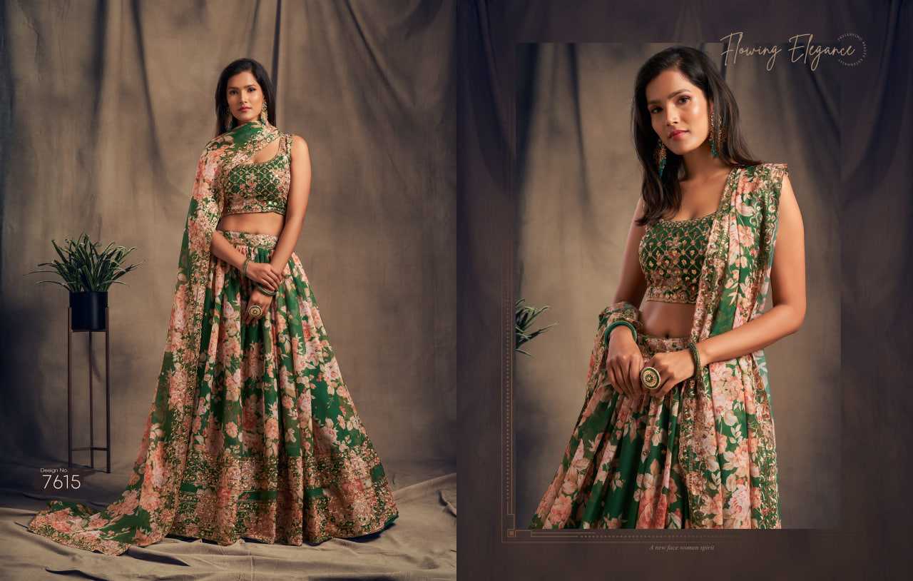 YNF Wholesale Organza Embroidered Lehenga KESH113 ZEEL CLOTHING FLORAL VOL-2 7611-16 | Surat Manufacturer