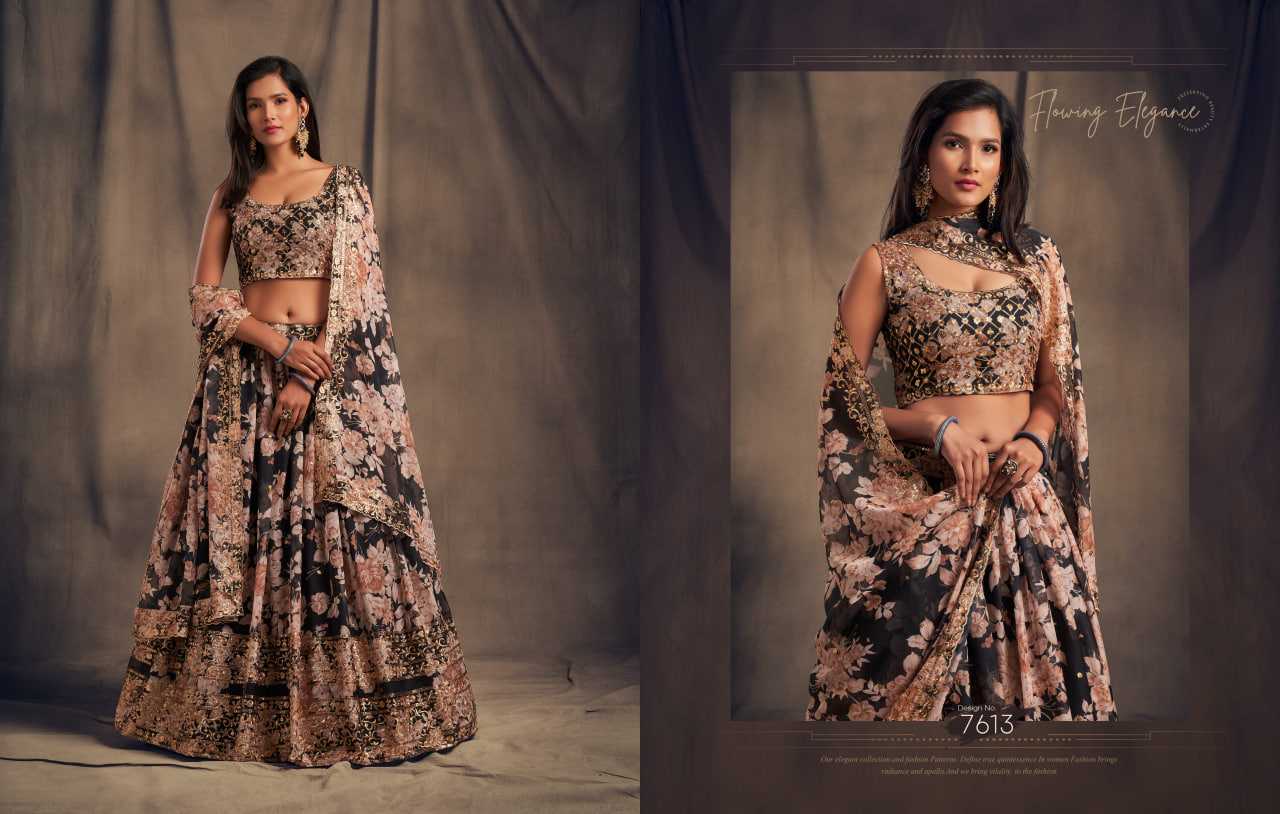 YNF Wholesale Organza Embroidered Lehenga KESH113 ZEEL CLOTHING FLORAL VOL-2 7611-16 | Surat Manufacturer