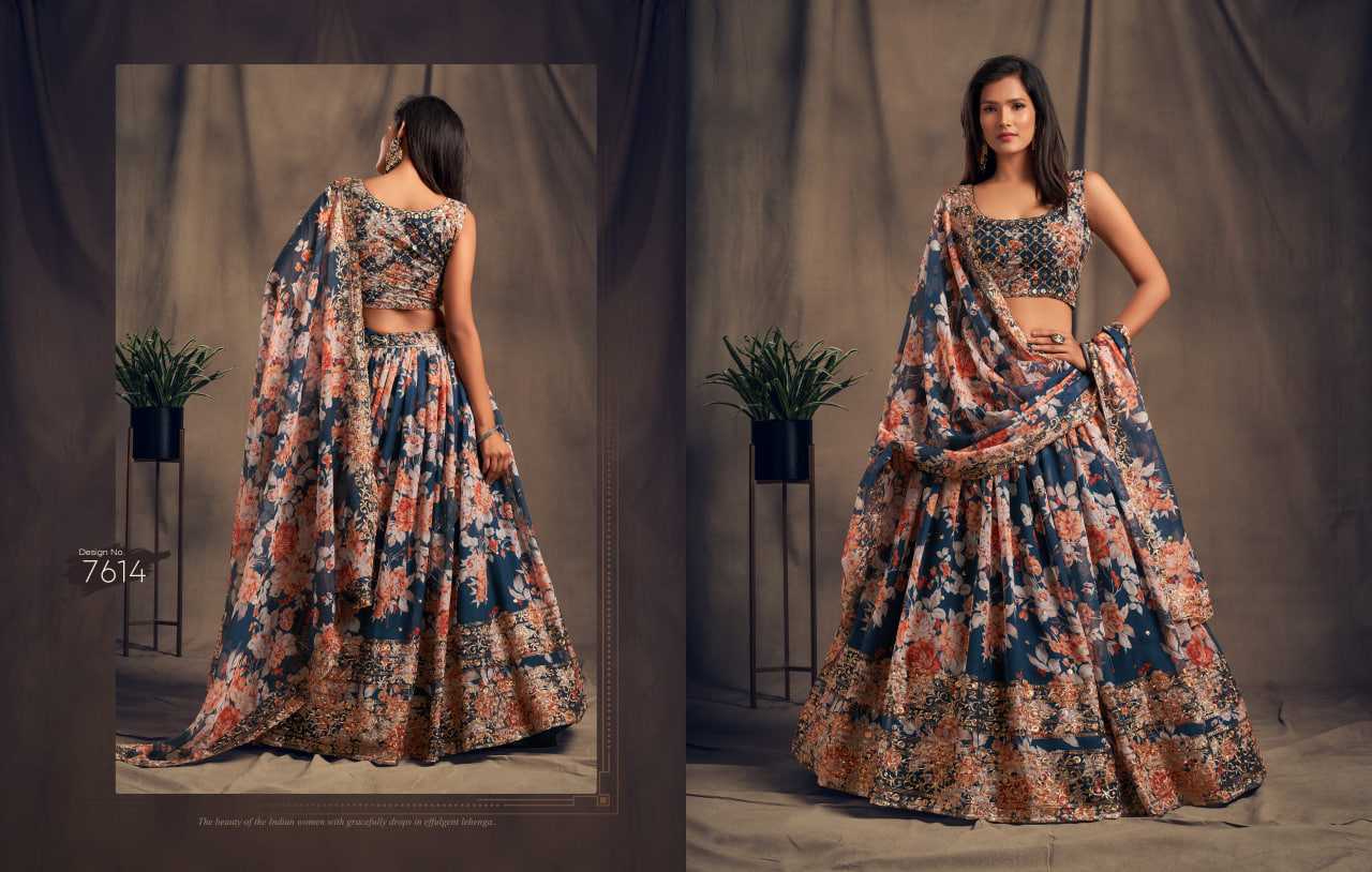 YNF Wholesale Organza Embroidered Lehenga KESH113 ZEEL CLOTHING FLORAL VOL-2 7611-16 | Surat Manufacturer