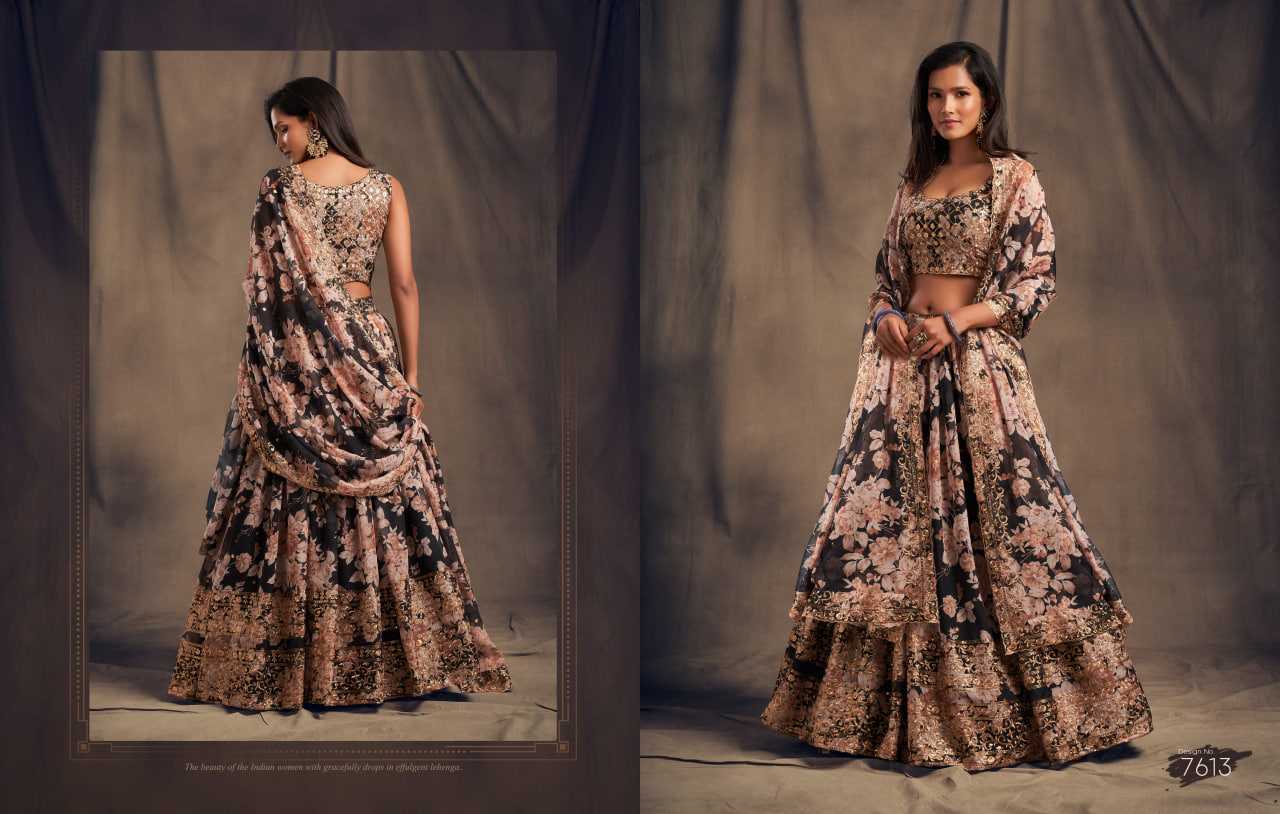 YNF Wholesale Organza Embroidered Lehenga KESH113 ZEEL CLOTHING FLORAL VOL-2 7611-16 | Surat Manufacturer