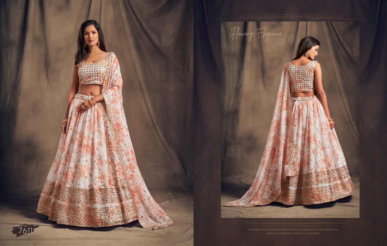 YNF Wholesale Organza Embroidered Lehenga KESH113 ZEEL CLOTHING FLORAL VOL-2 7611-16 | Surat Manufacturer