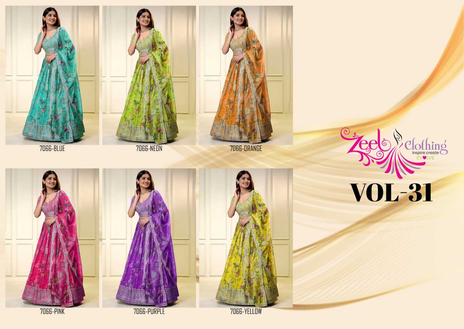 YNF Wholesale Organza Printed Lehenga KESH113 Zeel Vol-31 7066 | Surat Manufacturer
