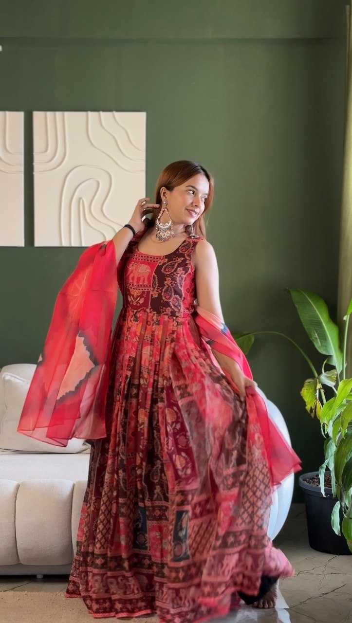 YNF Wholesale Organza Printed Gowns KESH522 KR : 124 | Surat Manufacturer